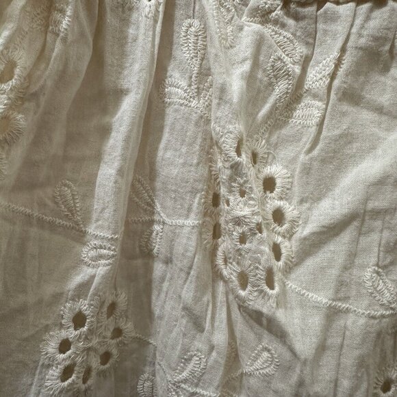 2/$30 Micas Boho Knit Strapless Peplum Top Womens M Beach Coquette Coastal Lace - Picture 4 of 11